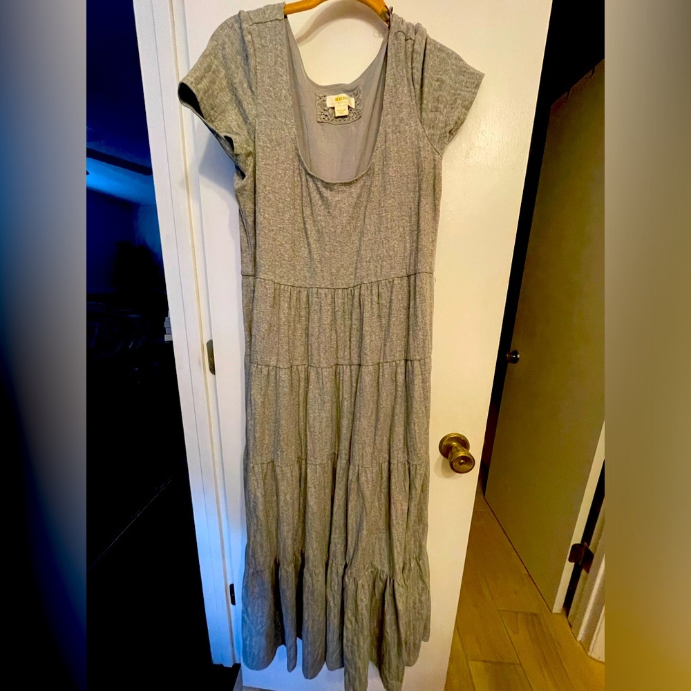 Anthropologie Maeve Gillian Tiered Maxi Dress gray size medium